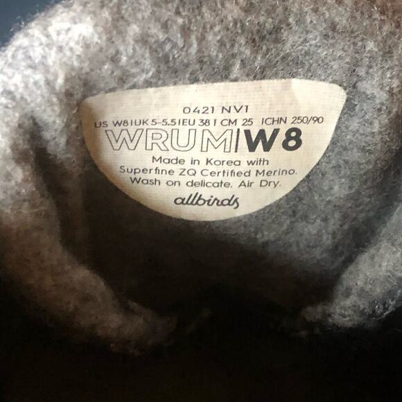 Allbirds Women's Wool Runner-up Mizzles Charcoal Gray Merino Wool US Size 8 - Picture 8 of 8